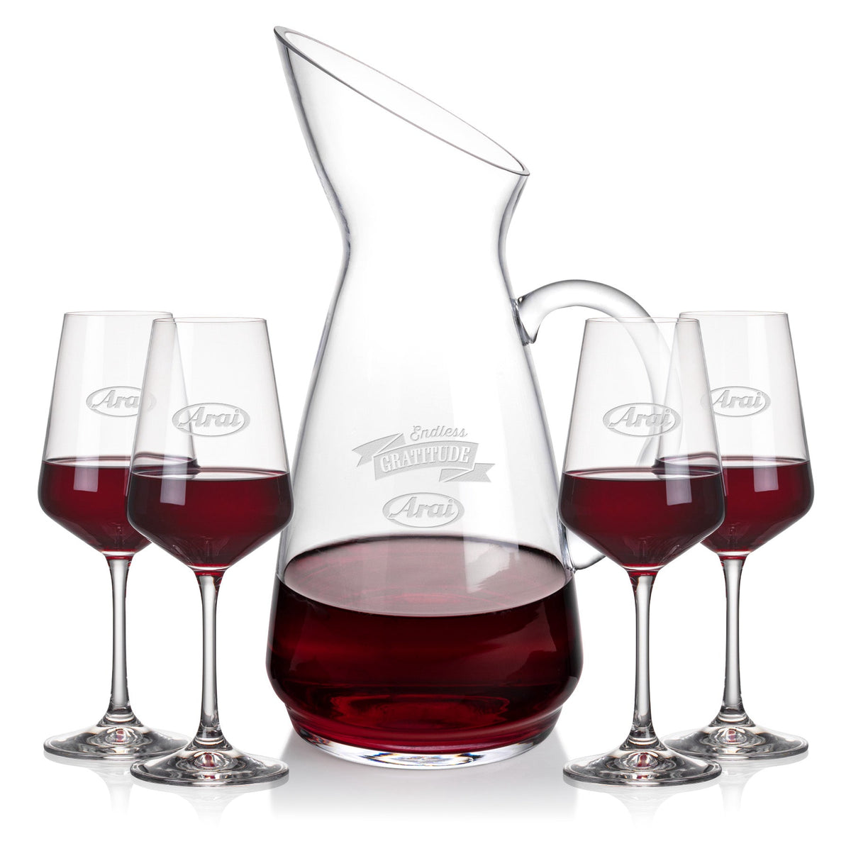 Taroni Carafe & Cannes Wine — Deep Etch example; representative set photo