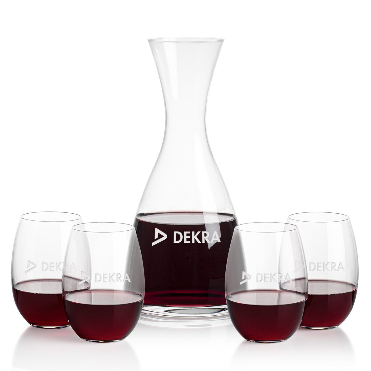 Barham Carafe & Carlita Stemless Wine — Deep Etch example; representative set photo
