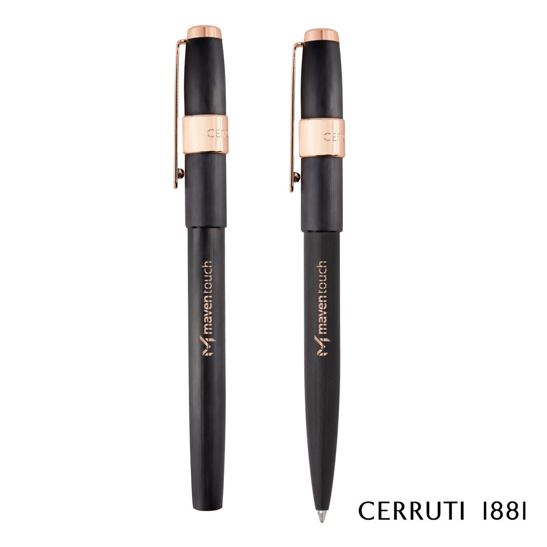 Cerruti 1881® Block Brushed Ballpoint & Rollerball Pen Set