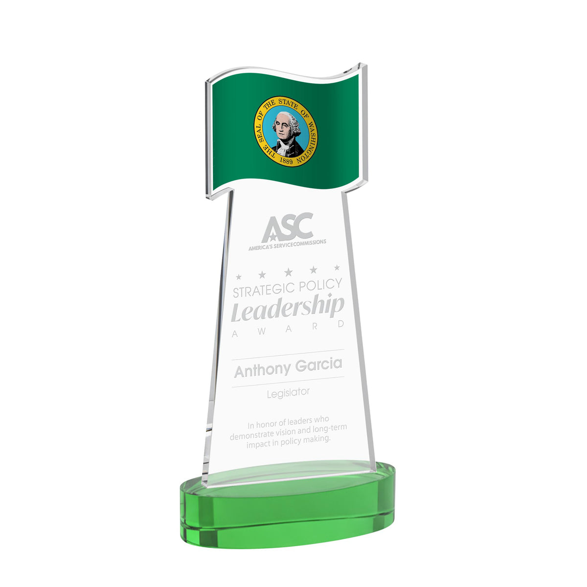 Flag Award on Alberton Base - Green