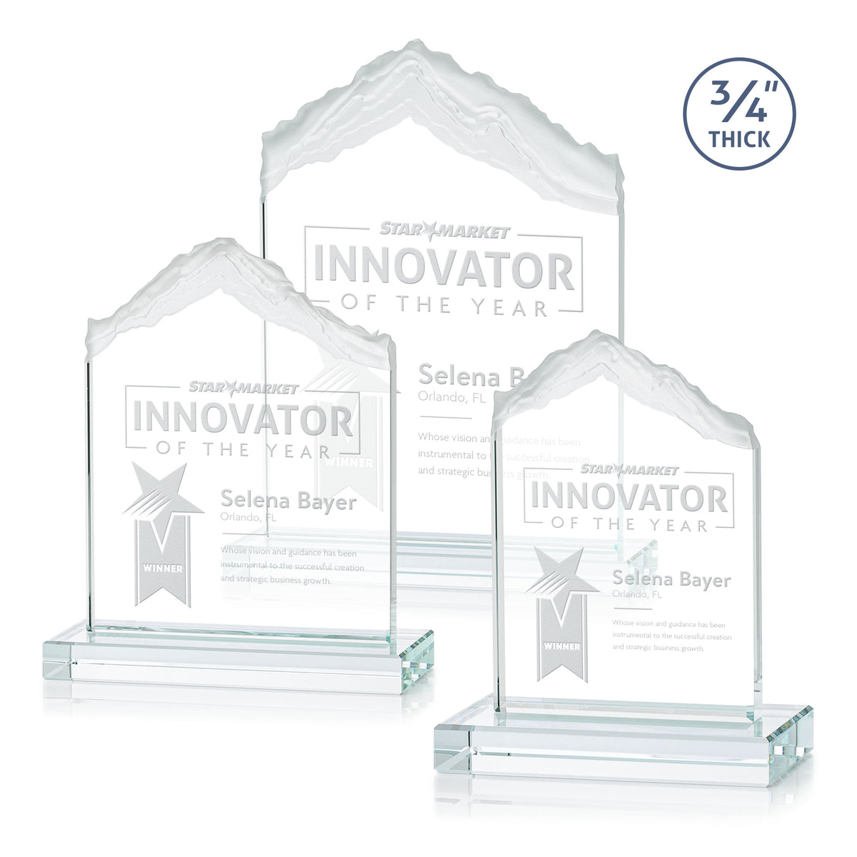 Everest Starfire Crystal Award — Carved Peak on Base