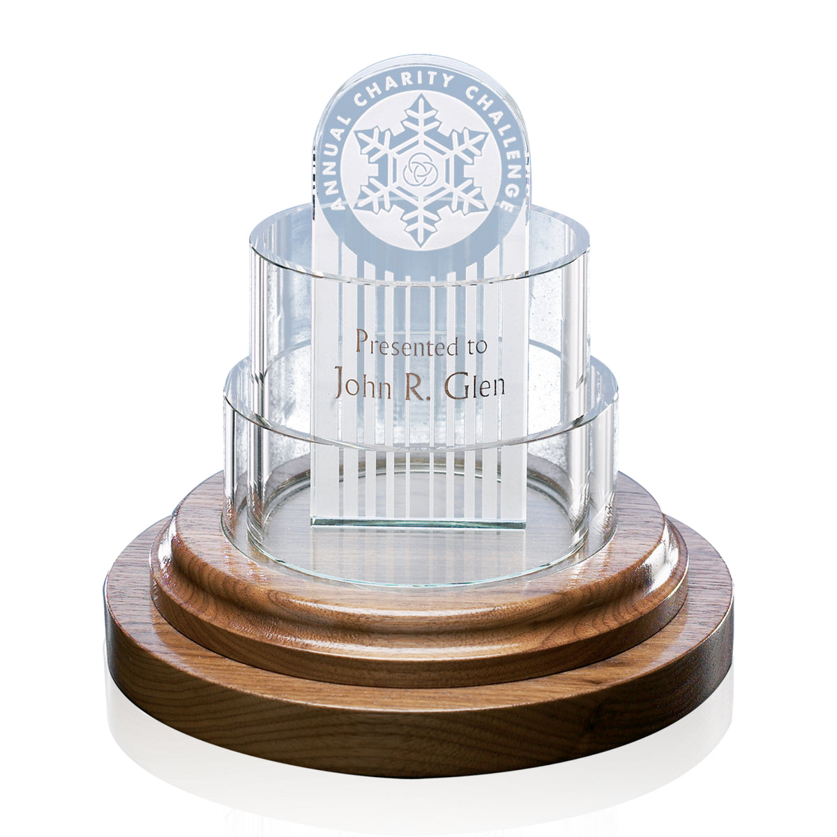 Cylinder Award - Starfire/Walnut