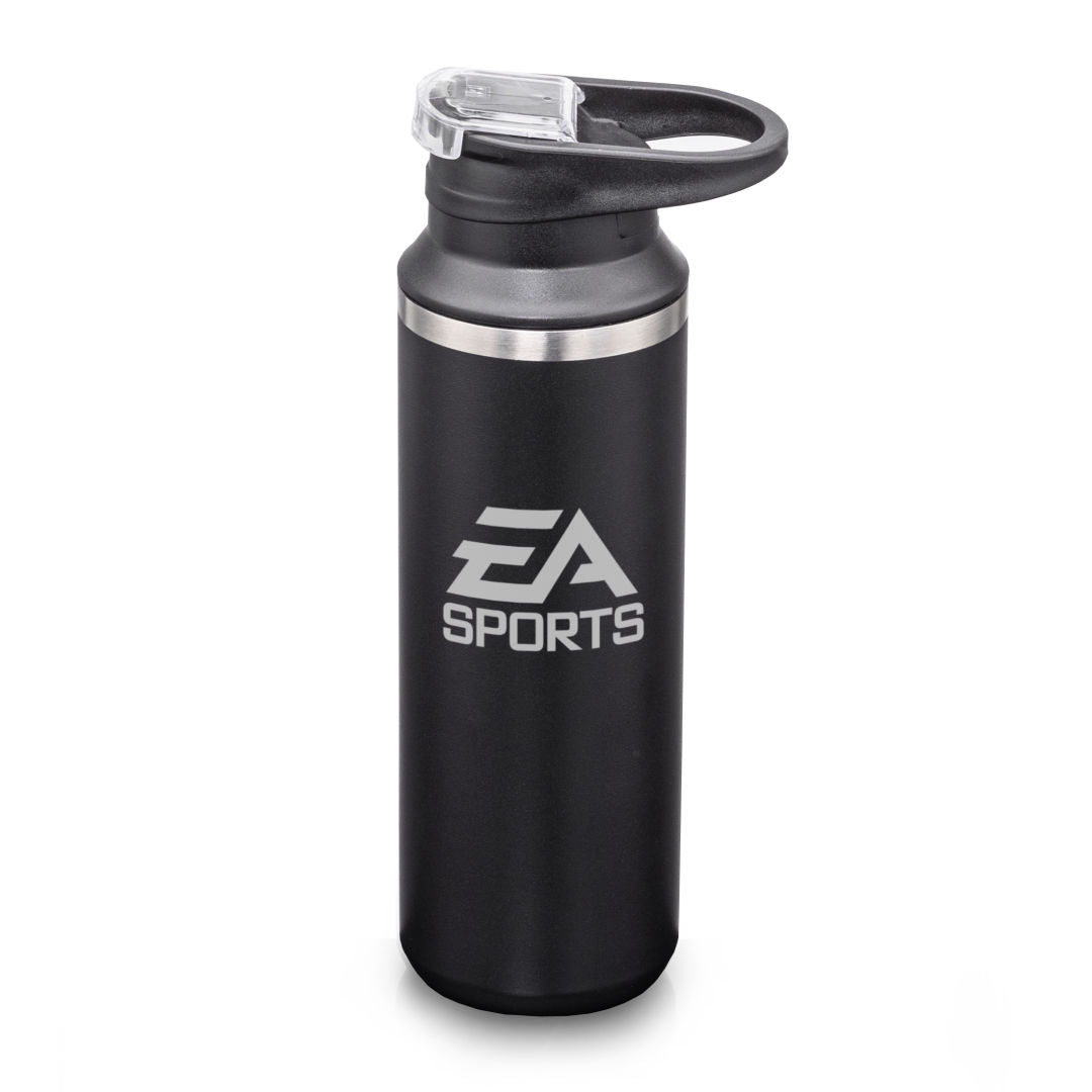 Della SS Water Bottle w/Handle & Flip Top - 17oz — Black — D010-BK