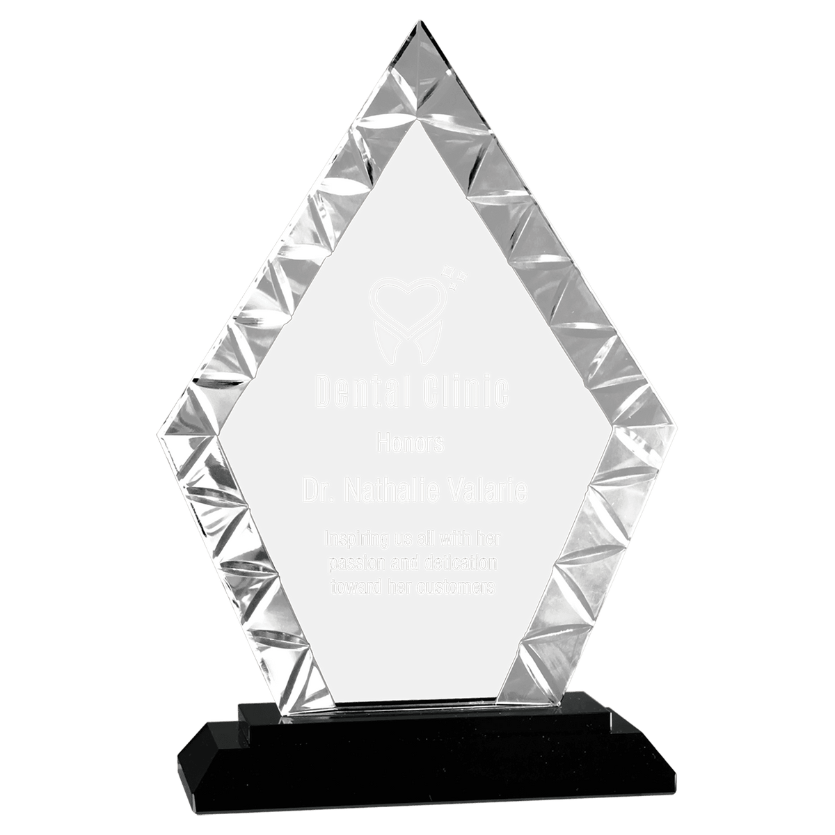 Accent Glass Award on Black Base — Shape and Size