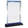 Blue Accent Glass Award — 9 Inches, Diamond or Rectangle