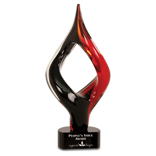 13 1/4" Red & Black Twist Art Glass