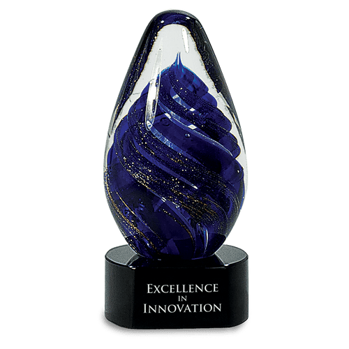 Blue Tear Drop Art Glass