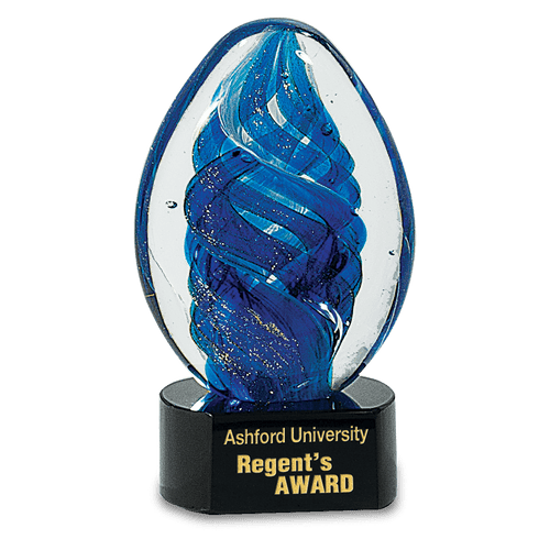 Blue Oval Swirl Art Glass