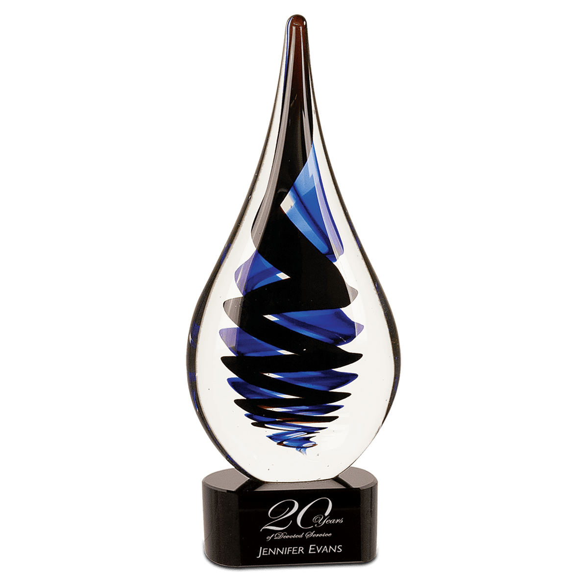 Black Twist Raindrop Art Glass