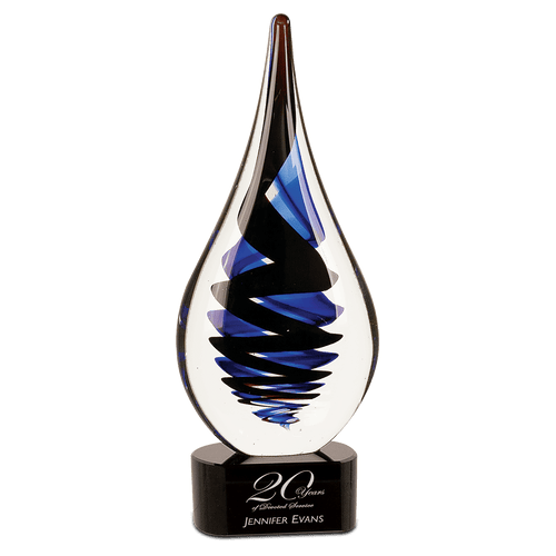 Black Twist Raindrop Art Glass