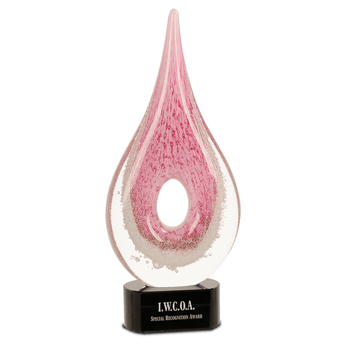 Pink Round Window Raindrop Art Glass
