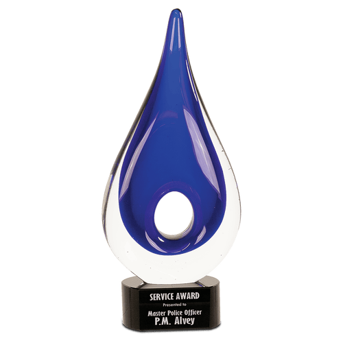 Blue Round Window Raindrop Art Glass