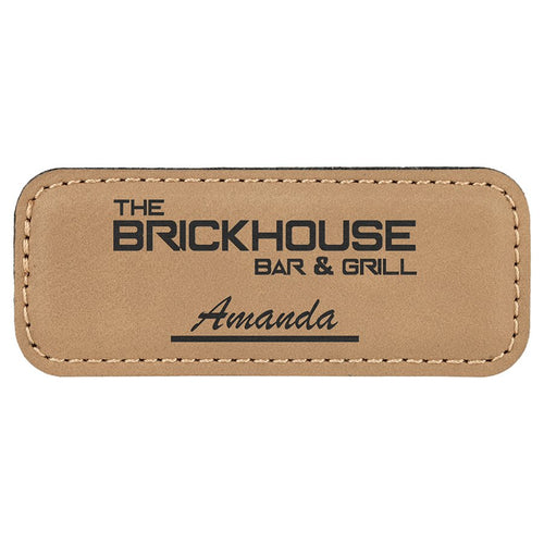 3 1/4" x 1 1/4" Personalized Leatherette Badge with Magnet