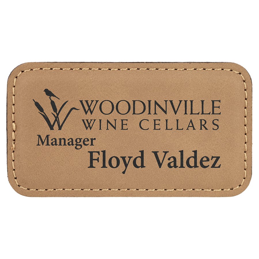 3 1/4" x 1 3/4" Personalized Leatherette Badge with Magnet