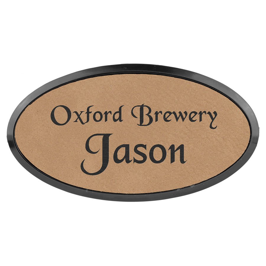 3" x 1 1/2" Personalized Leatherette Oval Badge with Frame