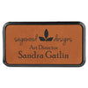 3" x 1 1/2" Personalized Leatherette Round Corner Badge with Frame