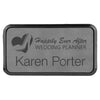 3" x 1 1/2" Personalized Leatherette Round Corner Badge with Frame