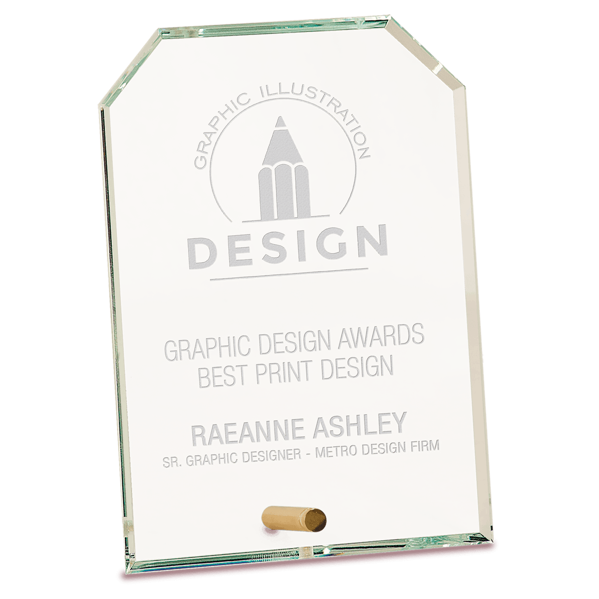 Clipped Corner CrystalEdge Glass Award — 5" x 7"