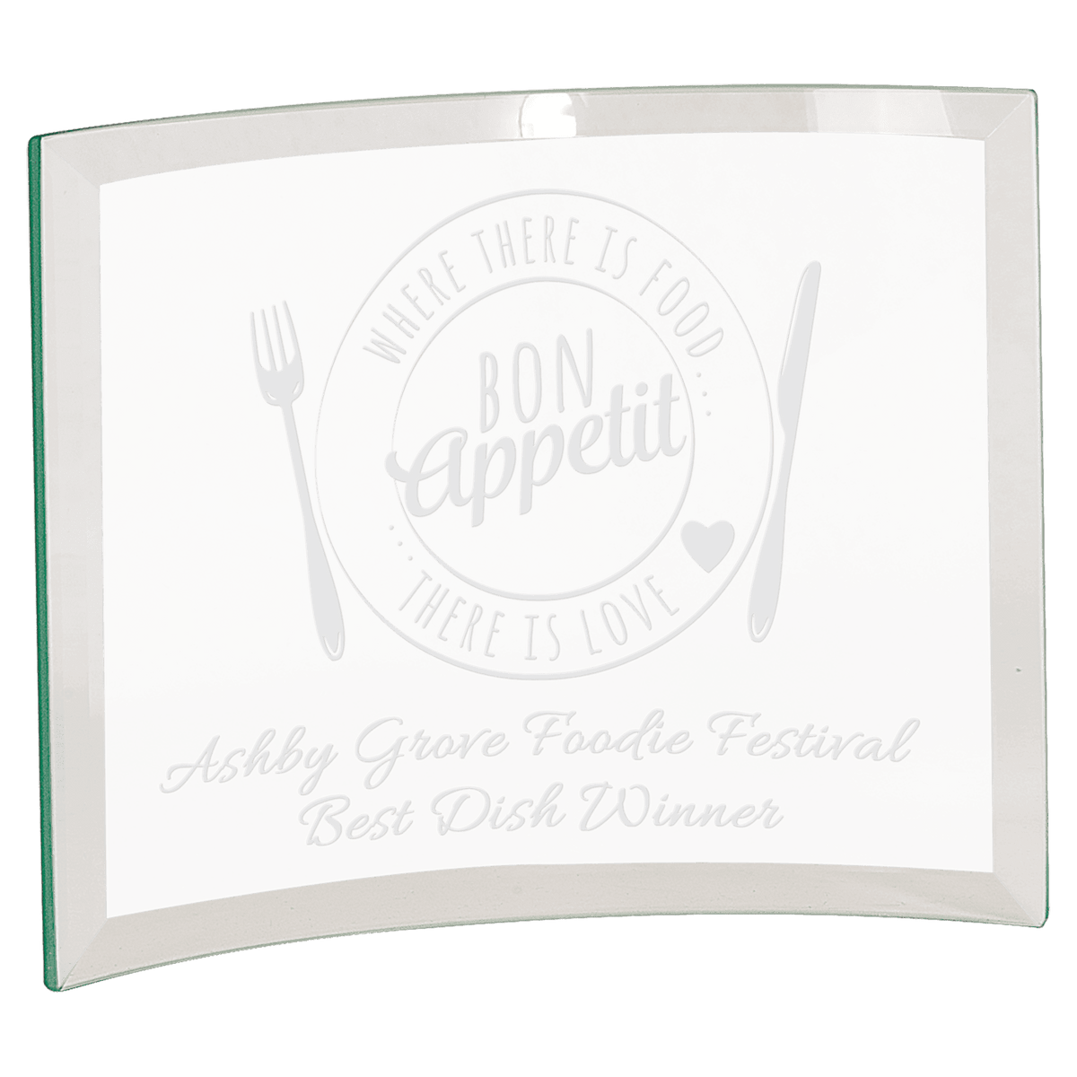 Jade Glass Crescent Award — Size and Thickness · Beveled ¼″ · 8″ × 6″ · CE6502