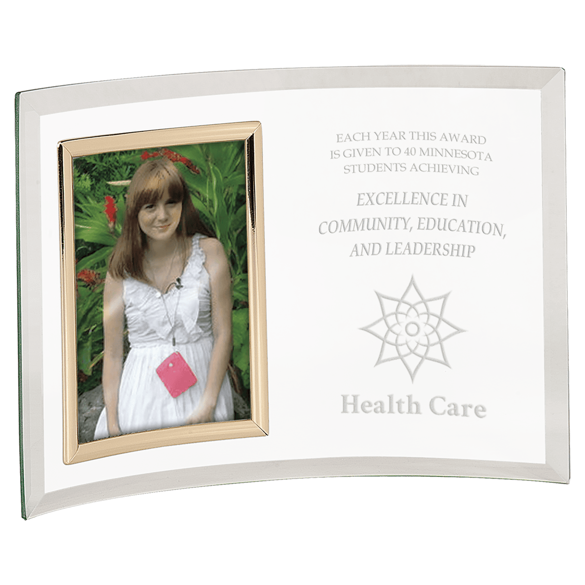 Jade Glass Crescent Picture Frame — Photo Size