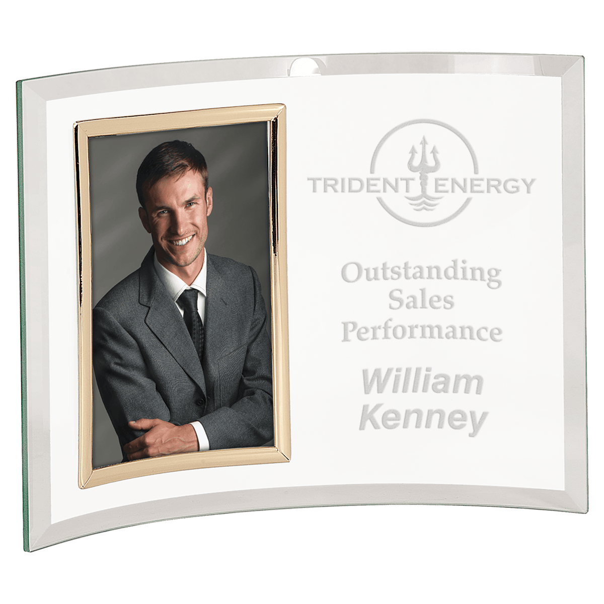 Jade Glass Crescent Picture Frame — Photo Size · Portrait 4″ × 6″ · 11″ × 8″ crescent · CE6505