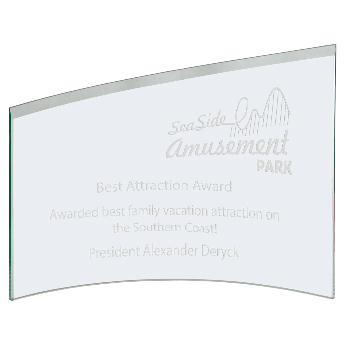 Jade Slanted Glass Crescent Award