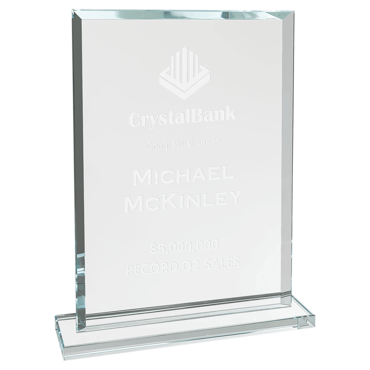 8 1/2" Rectangle Glass Award