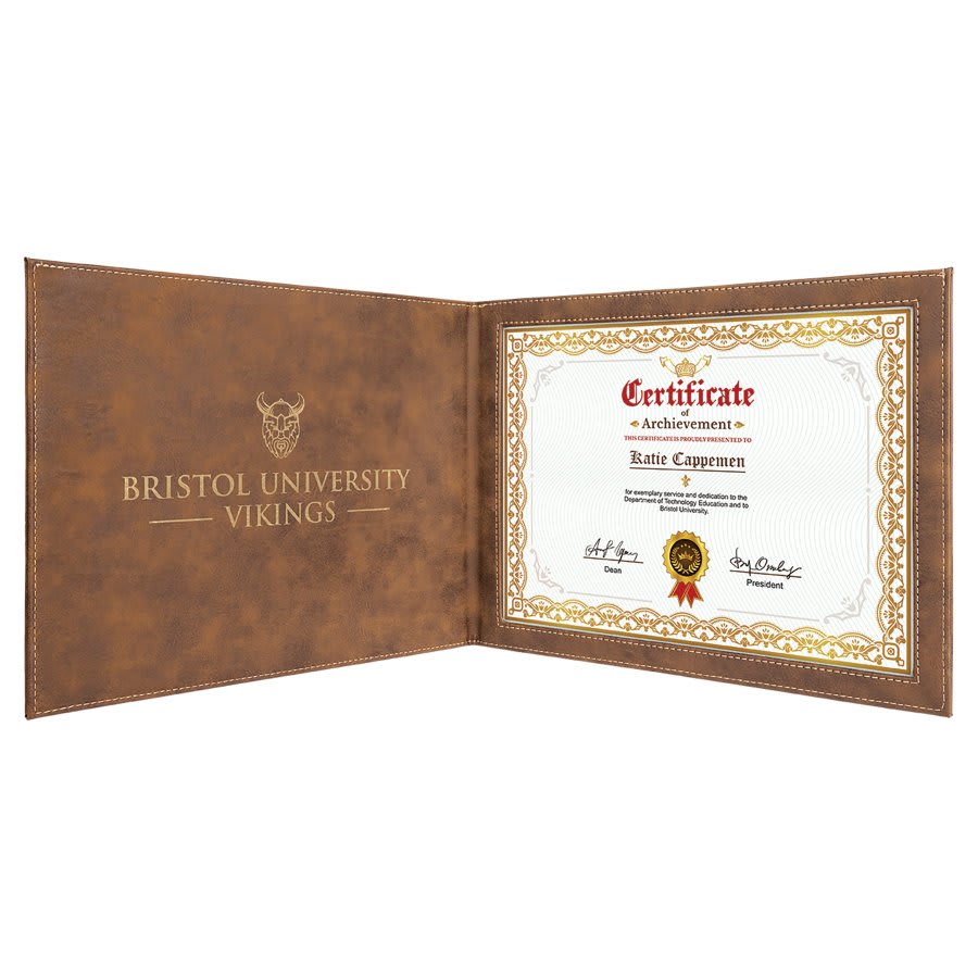 9" x 12" Laserable Leatherette Certificate Holder for 8 1/2" x 11"
