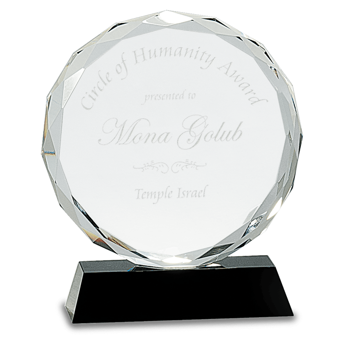 7" Round Facet Crystal on Pedestal Base