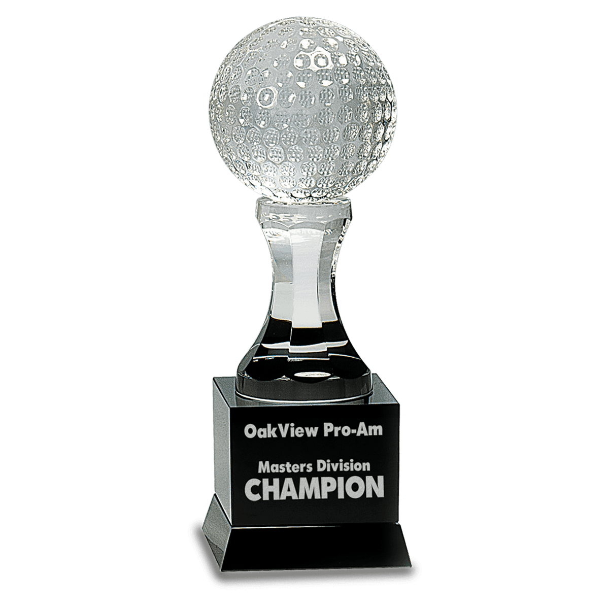 9" Crystal Golf Ball on Black Pedestal Base