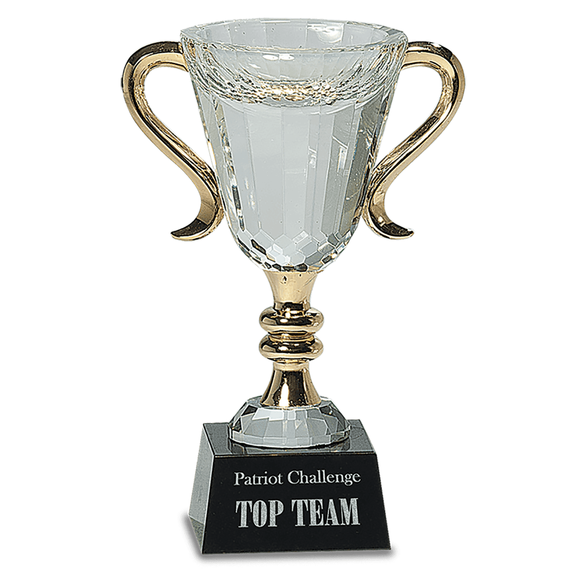 7 1/4" Crystal Cup with Gold Handles and Stem