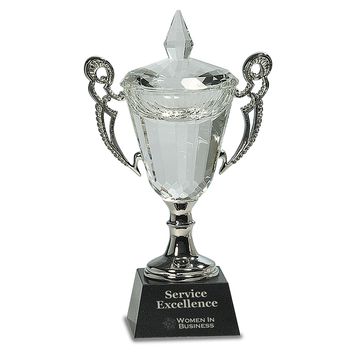 9 1/2" Crystal Cup with Silver Handles and Stem