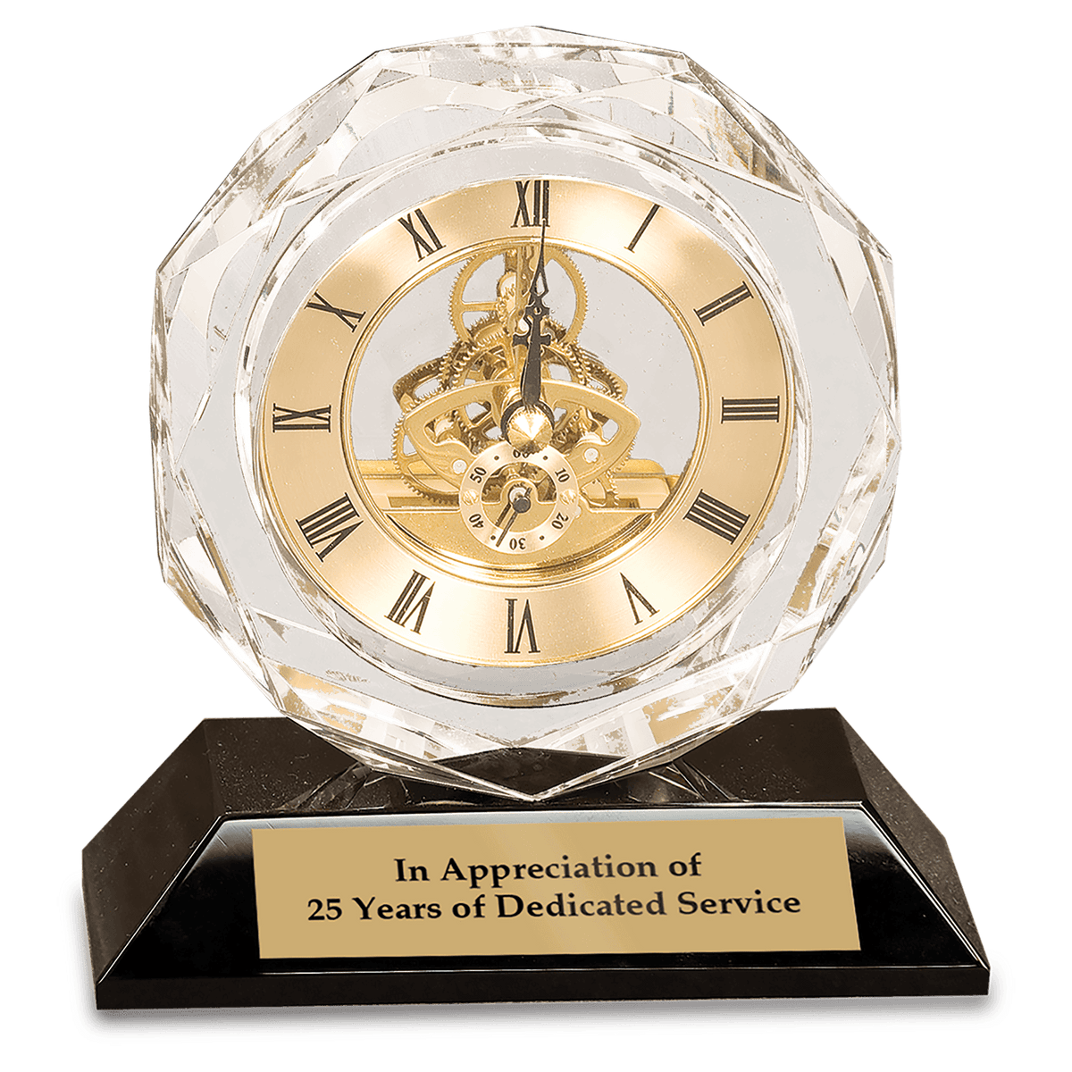 Crystal Clock on Black Base