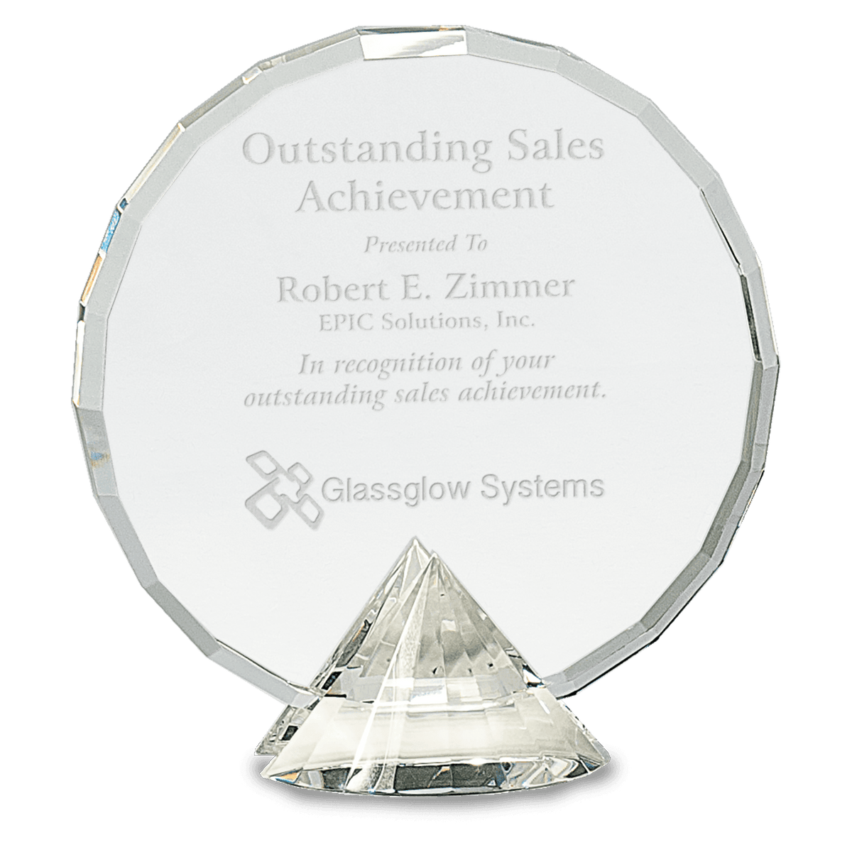 Clear Round Crystal Award on Clear Diamond Base