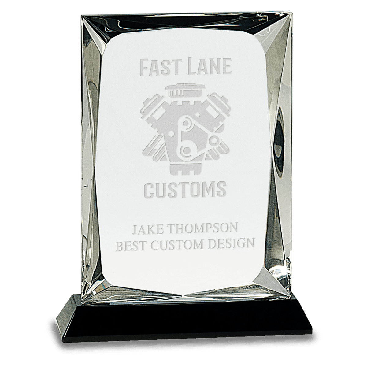 Clear Crystal Rectangle on Black Base