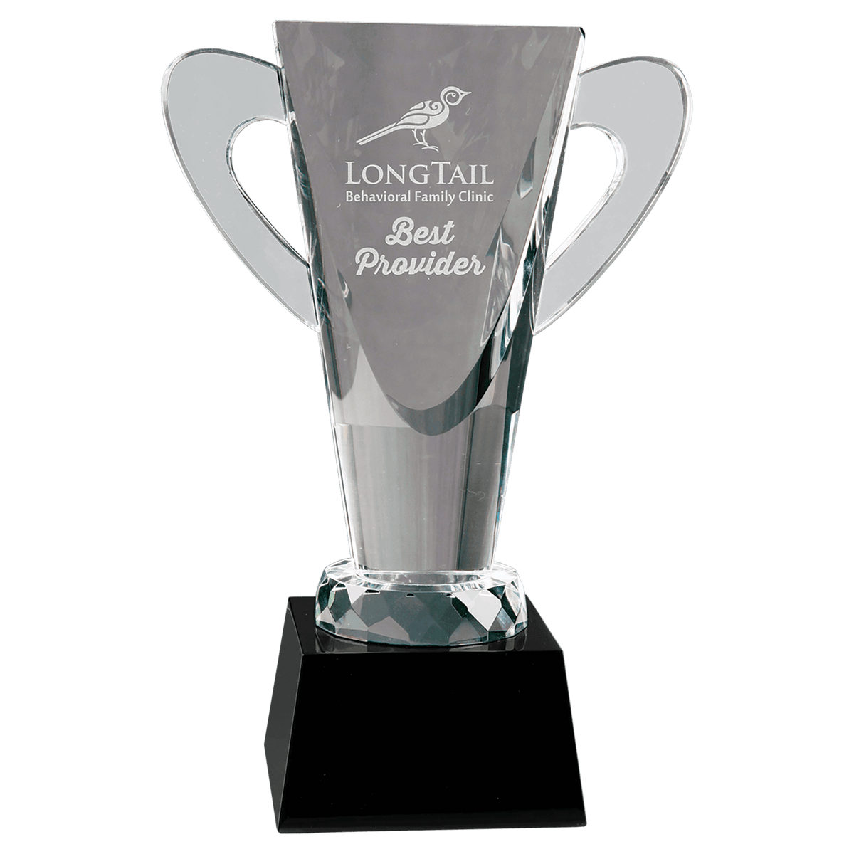 9" Crystal Cup on Black Pedestal Base