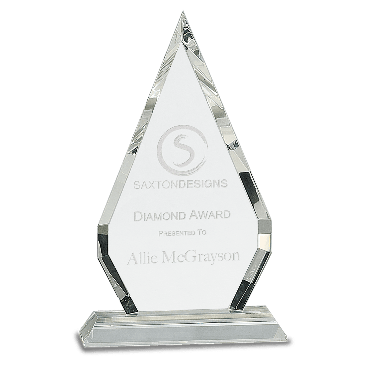 10" Crystal Diamond on Clear Pedestal Base