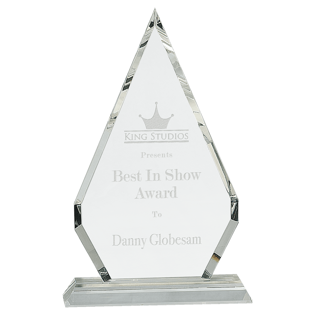 10 3/4" Crystal Diamond on Clear Pedestal Base