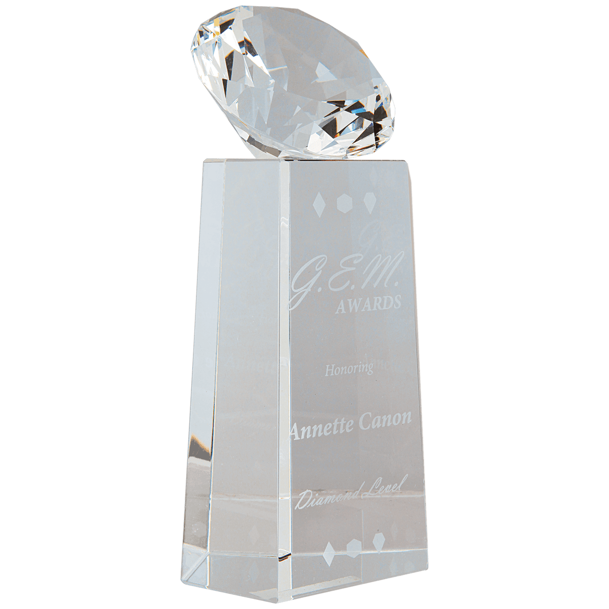 7 3/4" Crystal Diamond on Crystal Pedestal