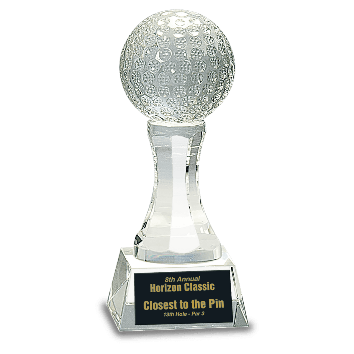 6" Crystal Golf Ball on Clear Pedestal Base