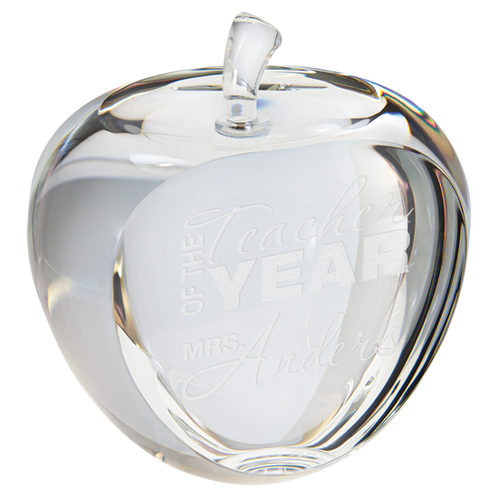 3 3/4" Crystal Apple with Flat Face