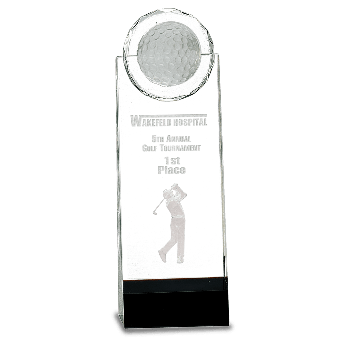Crystal Golfer Standup with Black Base — Size
