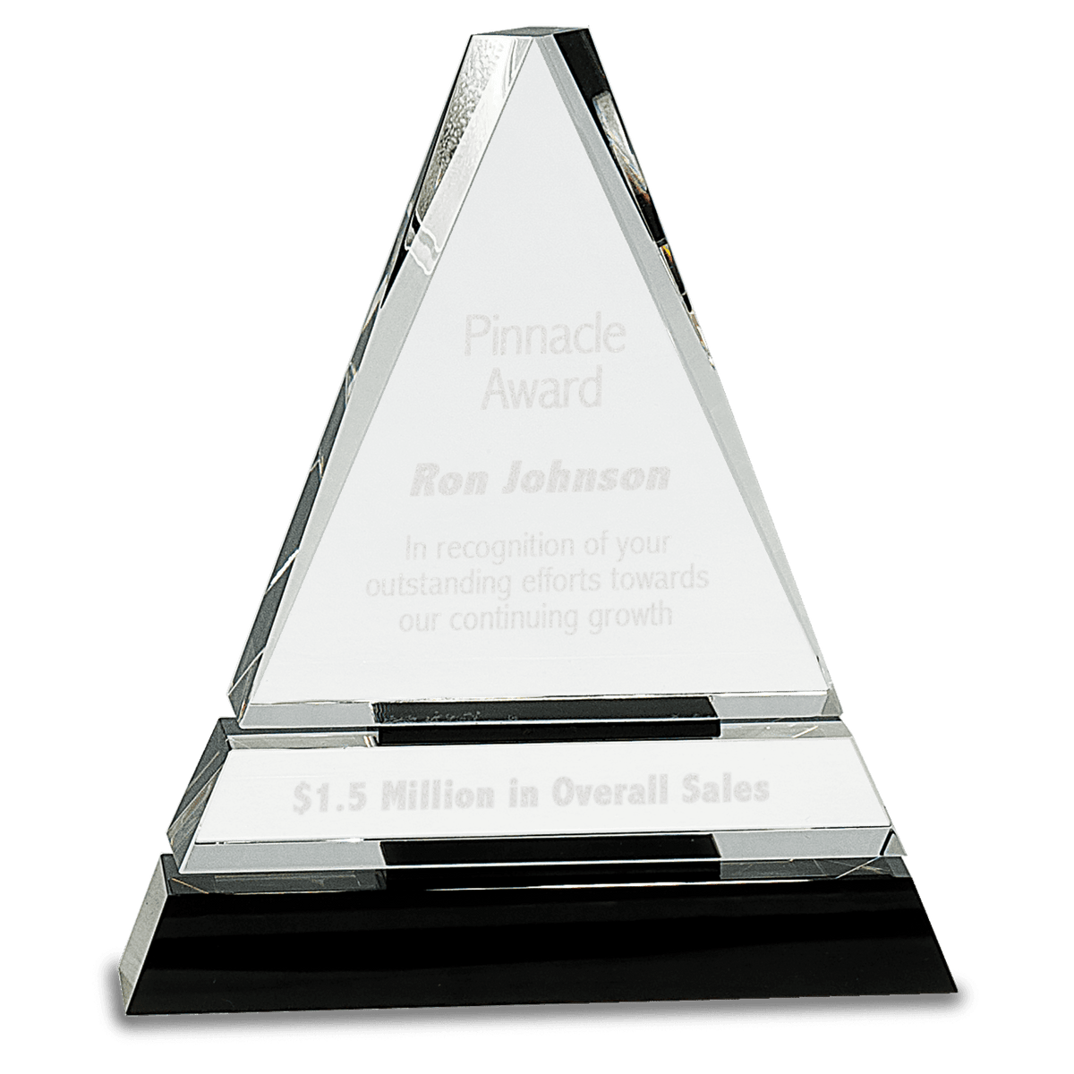 7 3/4" Clear Crystal Triangle on Black Crystal Pedestal Base