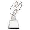 Clear/Black Crystal Award with Silver Metal Oval Star