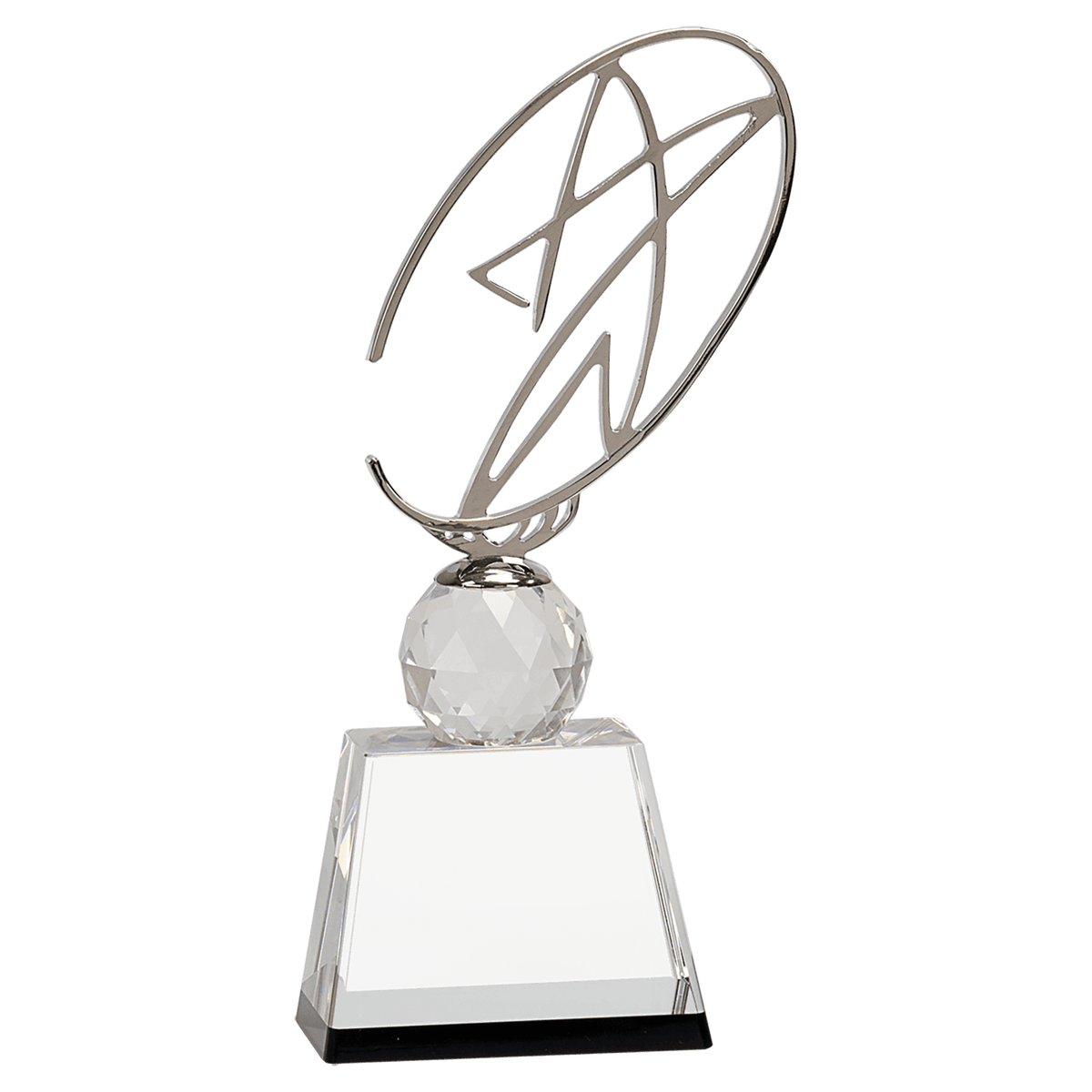 Clear/Black Crystal Award with Silver Metal Oval Star