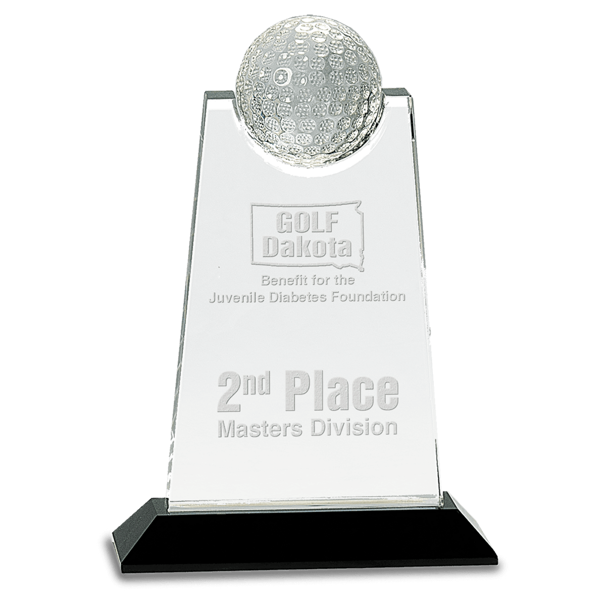 Crystal Golf Tablet Award with Inset Golf Ball
