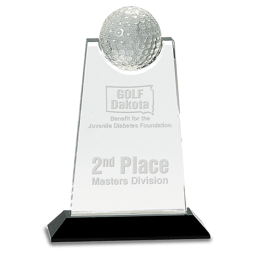 Crystal Golf Tablet Award with Inset Golf Ball