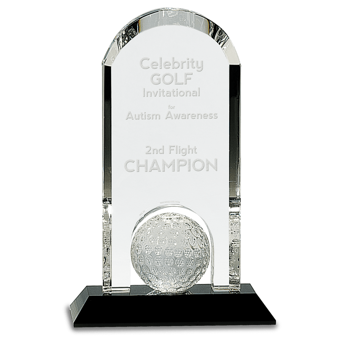Crystal Golf Dome Award with Inset Golf Ball