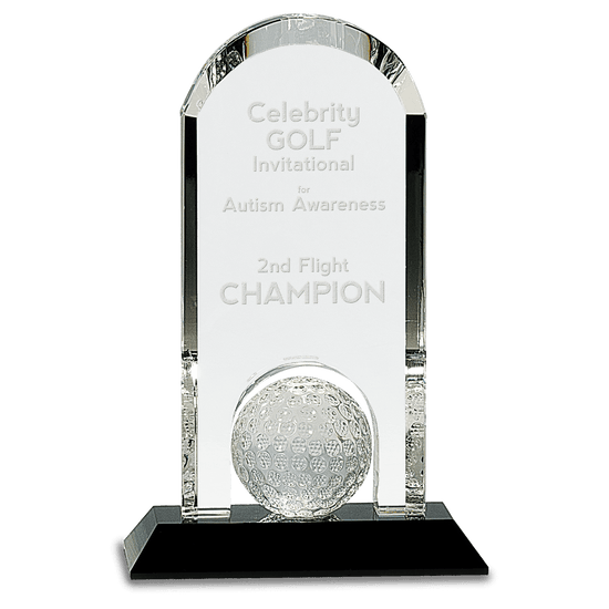 Crystal Golf Dome Award with Inset Golf Ball