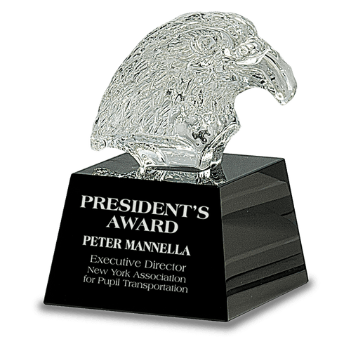 Crystal Eagle Head on Black Base — CRY322